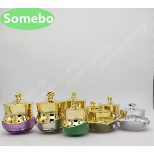 500pcs/lot 5G 10G 15G Acrylic Senior Cream Bottle with Crown cover Cream Jar Plastic Jar for Eye Cream and Lipstick