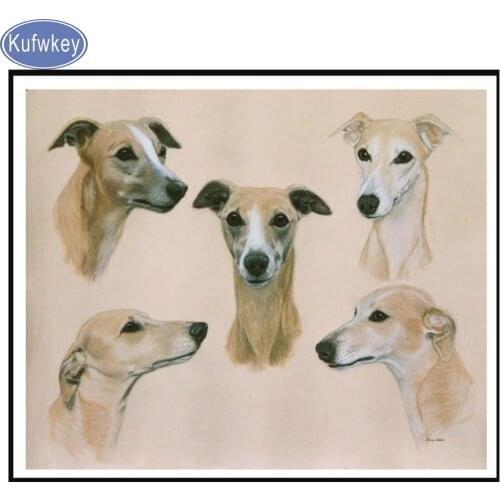 5d diy diamond Whippet pattern Cross Stitch diamond painting square animal embroidery beads patterns dog picture of rhinestones