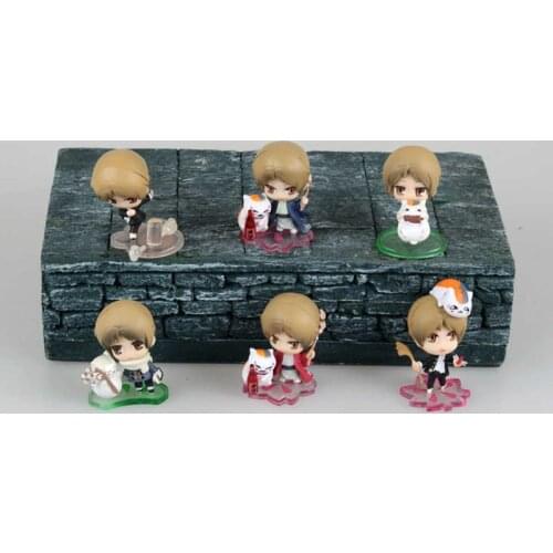 6pcs/set Anime Action Figure Natsume Yuujinchou Natsume Takashi Sensei Cat Teacher Q Version PVC Model Collection Toys Gifts 5CM