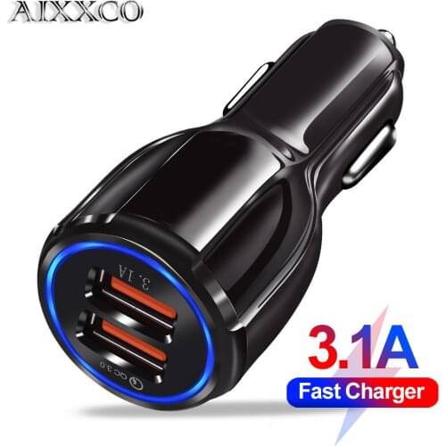 AIXXCO 18W 3.1A Car Charger Dual USB Fast Charging QC Phone Charger Adapter For iPhone 11 Pro Max 6 7 8 Plus Xiaomi Redmi Huawei