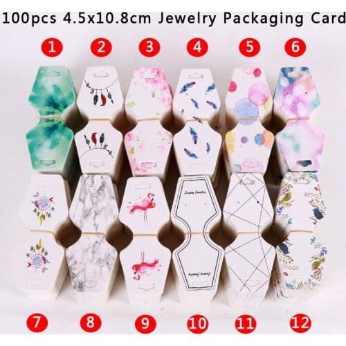 Free Shipping 100pcs 4.5x10.8cm Earring Necklace Hairpin Package Cards Colorful Ear Stud Card Jewelry Display Hang Tag Wholesale