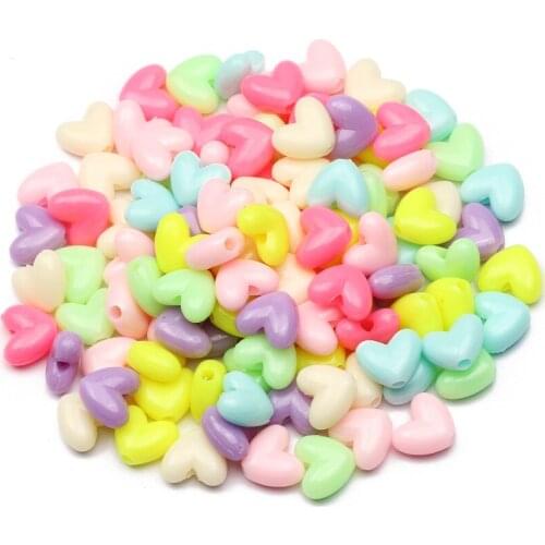 Mixed Color Heart-Shaped Acrylic Beads 10x11mm Loose Spacer Beads For Jewelry Making Handmade Diy Necklace Bracelet Accessories