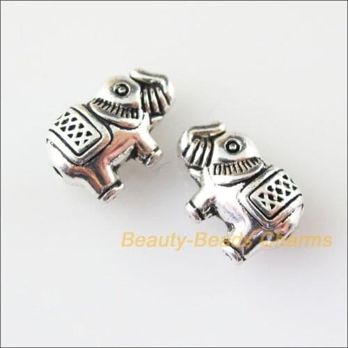 20 New Elephant Charms Tibetan Silver Tone Tiny Animal Spacer Beads 8x12.5mm