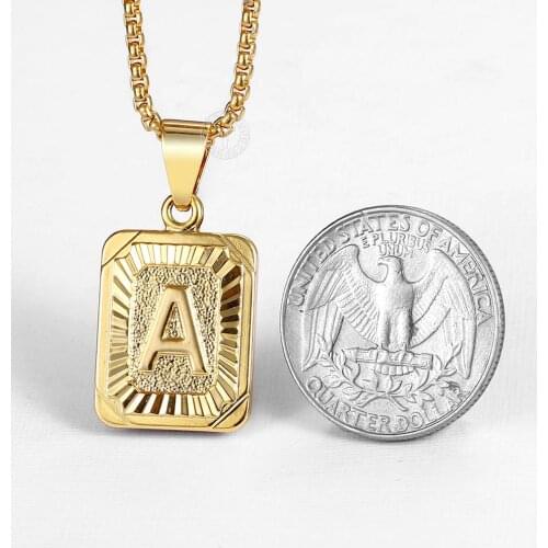 Initial Pendant Necklace For Women Yellow Silver Color Rose Gold A-Z Letter Charm Necklace Box Link Chain Fashion Jewelry LGPM11