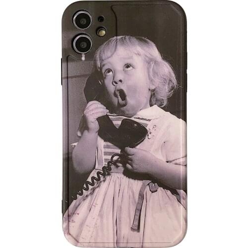 Funny Little Girl on Telephone Case for iPhone 12 Pro Max Back Phone Cover for 12 Mini 11 Pro Max X XS XR 8 7 Plus SE 2020 Capa