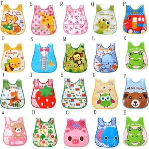 4pc/Lot Random Color Baby Waterproof Lunch Bibs Boys Girls Infants Cartoon Pattern Bibs Burp Cloths For Children