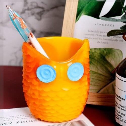 Gutta percha silicone mold owl penholder silicone mold table mold Potted gypsum silicone mold Flowerpot mould Vase mold