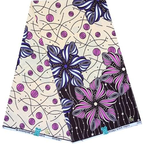 Ankara Wax Printed Cotton Fabric 100%Soft Breathable Best Quality African Nigerian Dress Material For Sewing 6 Yards R-V 4-70