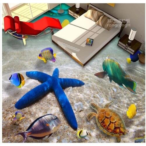 Customized wallpaper for walls 3d flooring Underwater world starfish sea water 3D floor pvc floor wallpaper