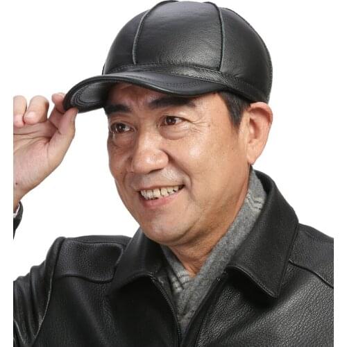 100% cowhide genuine leather hats 2019 new arrival caps New Mens Womens cow Leather Golf Hat / Baseball Cap Free shipping