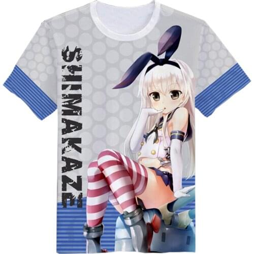 Brdwn Kantai Collection Shimakaze Harbour Kashima Graf zeppelin Hoppou seiki Casual Cosplay T-Shirt short sleeve Tee Top