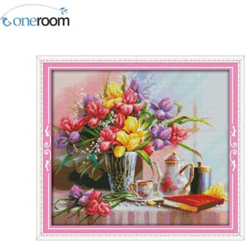 Beautiful flowers Counted Cross Stitch 11CT 14CT Cross Stitch Set Wholesale Cross-stitch Kit Embroidery Needlework