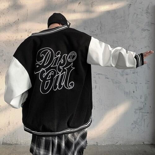 2021 New Cool Simple Letter Embroidered Jacket Men Loose Casual Coat Hip Hop Streetwear Clothes