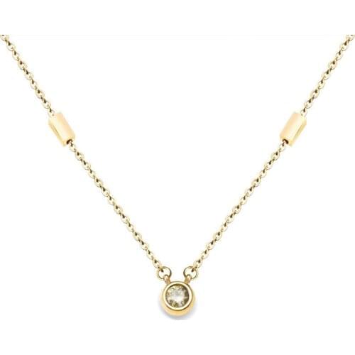 Hot Sale Single Crystal White Gold Color / Yellow Gold Color / Rose Gold Color Titanium Steel Necklace