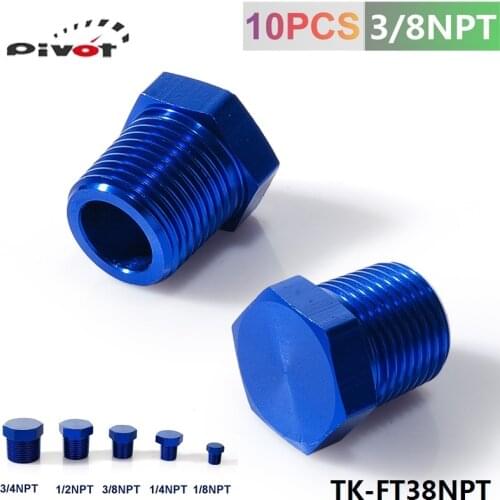 Oil Water Fitting 3/8" NPT Forged Carbon Aluminum Hex Head Plud Cap Threaded Blue TK-FT38NPT