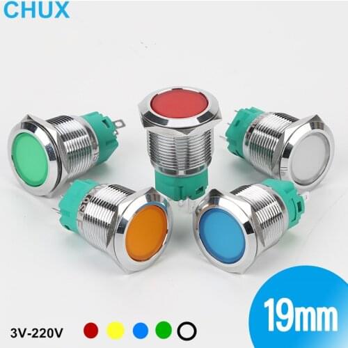 Metal Push-button Switch 19mm Self-locking Momentary 3v 6V 12V 24V 48V 110V 220v Waterproof Led Switch