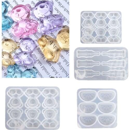 DIY Cute Gummy Molds Silicone Bear Orange Candy Chocolate Coke Drink Bottle Expory Resin Casting Pendant Mold Art Craft