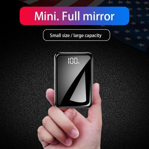 Mini Power Bank 20000mAh Ultra Thin Mirror Screen 2.1A Fast Charging Portable Poverbank Phone External Battery Power Charger