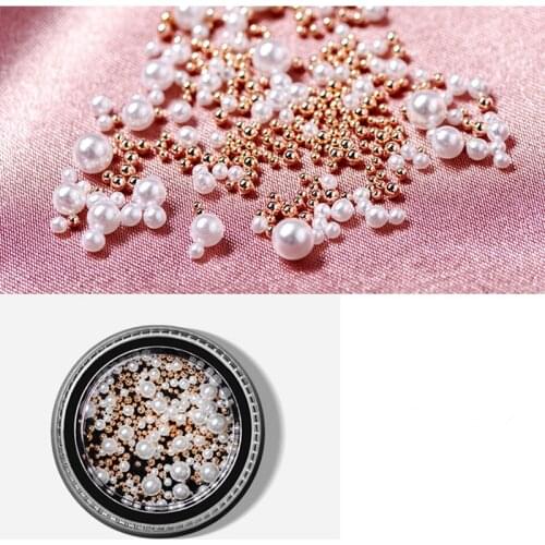 Mini Circle Ball Mixed Size Nail Art Bead White Pearl DIY Design Manicure Decoration 3D Tips Tools Decal