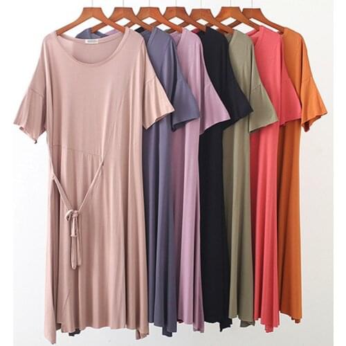 Large size new casual home wear night dress short sleeve summer nightdress women nightgown modal cotton sleepwear vestido mujer