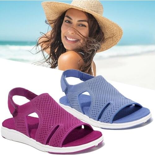 2021 New Womens Soft & Comfortable Sandals Mesh Upper Breathable Sandals Adjustable Cross-strap Design Sandalias Mujer