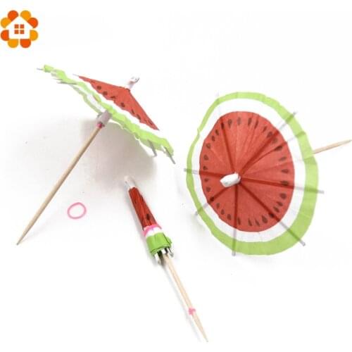 New!50PCS Watermelon Umbrella Cake Topper Picks Cocktail Parasols Drinks Picks Birthday/Wedding Party Decoration Party Supplies