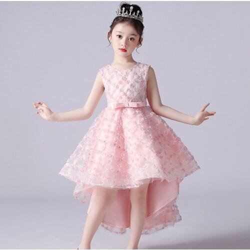 Summer Piano Children Dress 2021 Pink The Dress For Girls Costume Princess Dress Evening Wedding Dress Vestidos For 4-12 Age