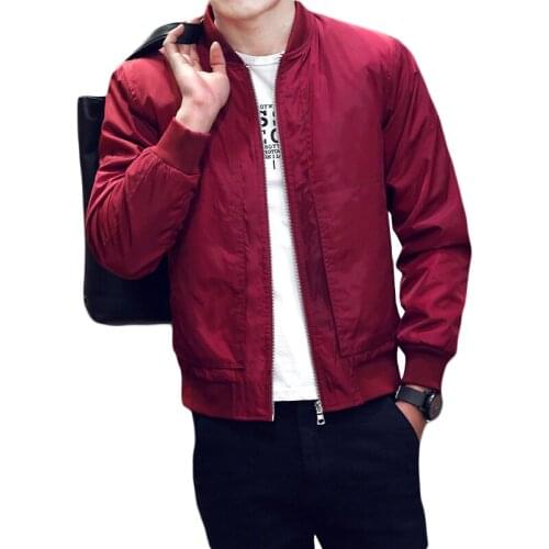 Casual bomber jacket men plus size XXXXL slim basic jackets for boys long sleeve stand zipper outerwear coat male jacket