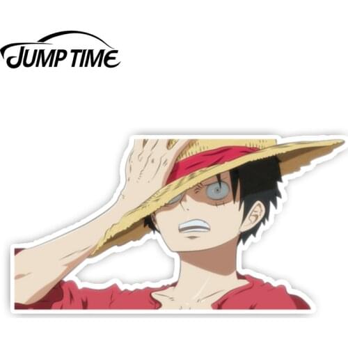 Jump Time 13cm x 6.4cm One Piece Luffy Anime Funny Car Stickers and Decals Car Motorcycle Laptop Car Accessories