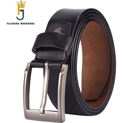 FAJARINA Mens Fashion Simple Design Pin Buckle Metal Genuine Leather Belt Casual Styles Cowhide Belts Men Accessories N17FJ580