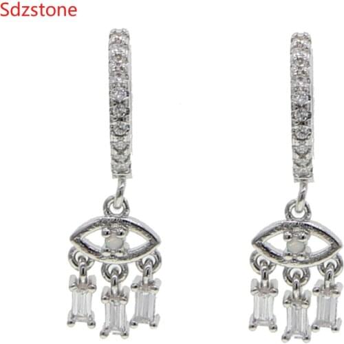 Sdzstone 2020 Style Eye Dangle Earring Fashion Gold Color Geometric Evil Eye Statement Earrings For Women