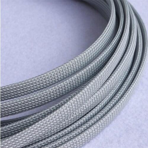 Gray - High quality 10mm Braided PET Expandable Sleeving High Density Sheathing Plaited Cable Sleeves 1M