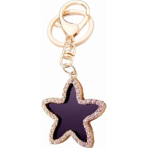 Charm Crystal Exquisite Five-pointed Star Keyring Keychain Bag Buckle For Car Party Gift Keyfobs Creative Jewelry Gift R024