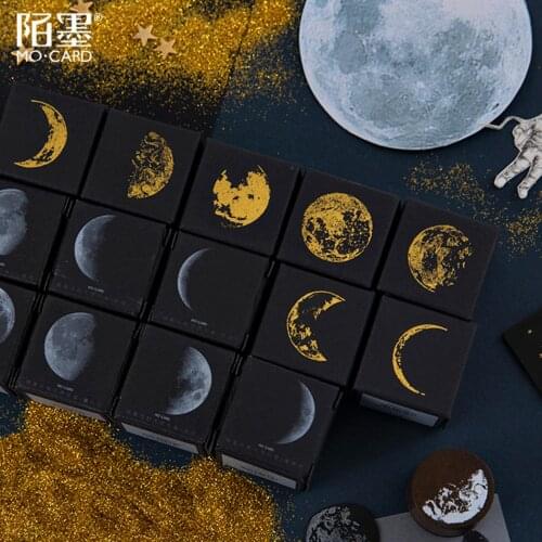 Vintage Phase Moon Stamp Wood Stamp Round Planet Wooden Rubber Stamp Set Diy Scrapbooking Cards Decoration Embossing