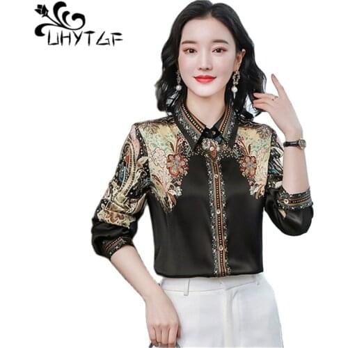 Женские атласные рубашки UHYTGF China At AliExpress