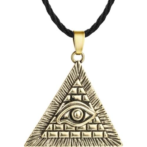 Vintage Egypt Pyramid All-Seeing Evil Eye Illuminati Necklace Egyptian Charm Pendants Necklaces Jewelry