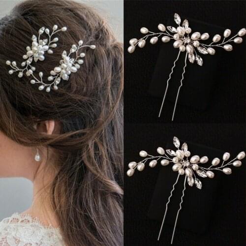 Vintage Wedding Bridal Pearl Flower Crystal Hair Pins Bridesmaid Clip Combs Headwear Accessories Gifts
