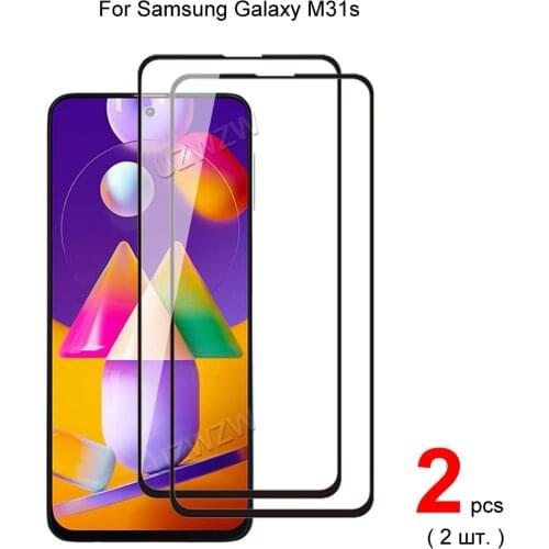 2pcs Glasses For Samsung Galaxy M31S Full Cover Screen Protector Protective Tempered Glass Guard