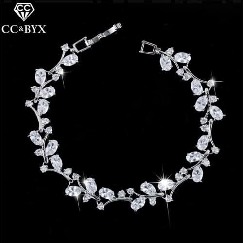 CC Bracelets For Women Crystal Charm Bangle Shine Rhinestone Wedding Accessories Fashion Engagement Pageant Jewelry Bijoux S0033