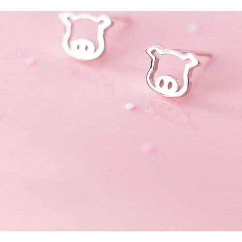 MloveAcc 100% 925 Sterling Silver Lovely Little Pig Stud Earrings for Women Sterling Silver Jewelry