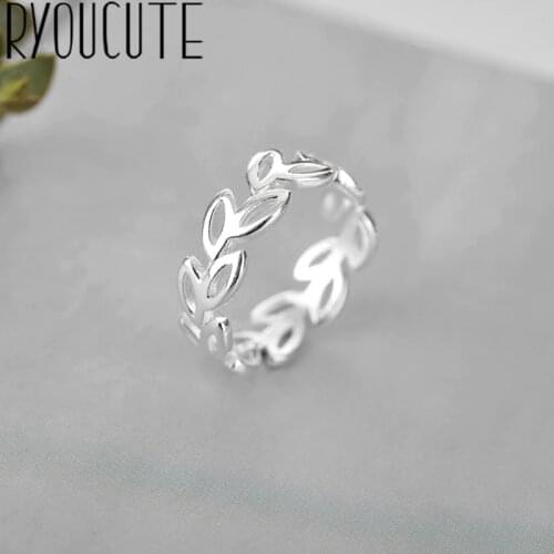 Romantic Style Silver Color Leaf Finger Rings for Women Fashion Adjustable Antique Rings joyas de plata Ladies Gifts