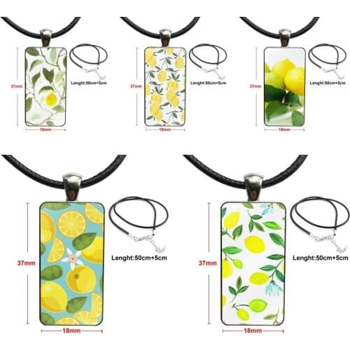 For Wedding Fruit Fresh Lemon Colorful Cute Colorful Glass Pendant Galaxy Pendant Necklace Women Steel Plated Necklaces Jewelry