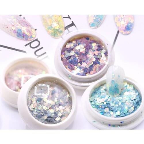 1/Piece Nail Jewelry Aurora Color Symphony Eye Makeup Sequins Nail Glitter Hexagon Stars MixedNail Patches 8 Colors ,HG7767656