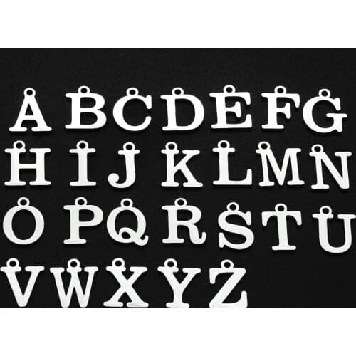 10Pcs / Lot 12*10mm 100% Stainless Steel A To Z Letter Charm For Making Bracelet Necklace Pendants