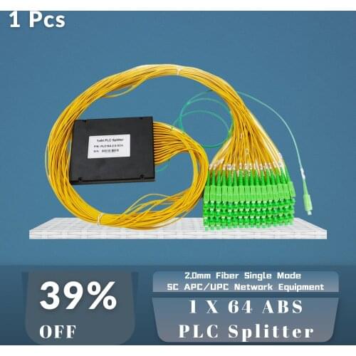 1x64 Fiber Optic PLC ABS Module Passive Optical Splitter With 2.0mm Fiber Single Mode SC APC/UPC Network Equipment