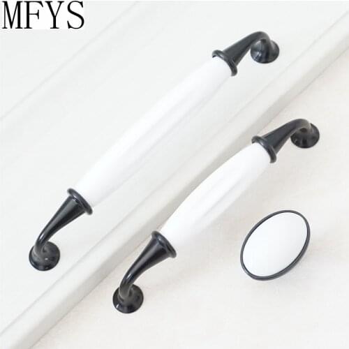 3.75'' 5'' 6.3''Black White Dresser Drawer Pull Handles Ceramic Cabinet Door Knobs Handle Porcelain Furniture Handle Hardware