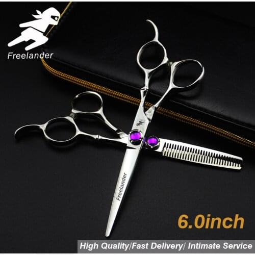 6.0 Sale Purple Diamond Japanese Hair Scissors Cheap Hairdressing Scissors Shears Hairdresser Shaver Haircut Scissors Size Teeth