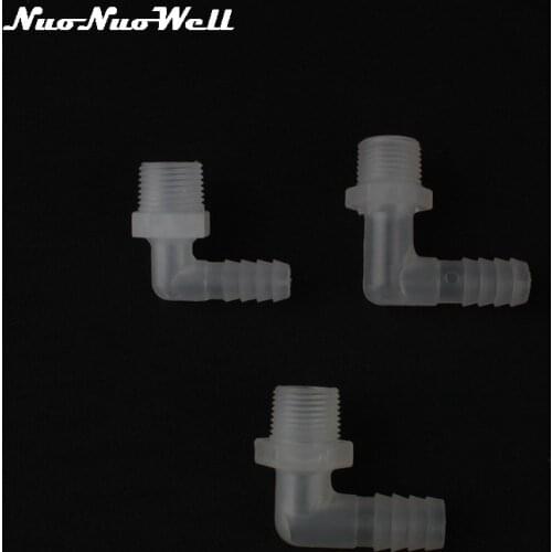 6pcs NuoNuoWell Plastic 3/8" Thread to 8mm~13mm Hose 90 Degree Elbow Connector Air pump Pipe Fittings Irrigation Adapter