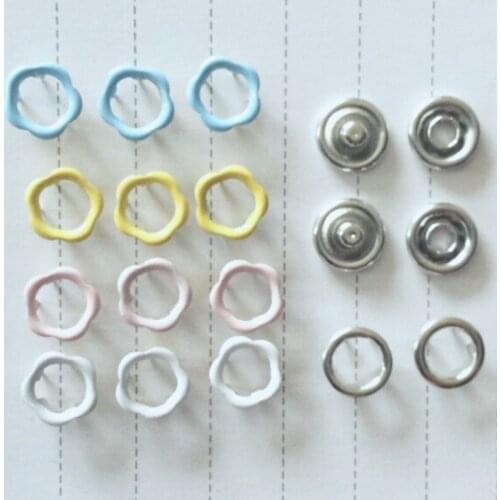 80 Sets 4 Colors9.5mm Plum Flower Prong Snap Buttons Fasteners Press Studs Poppers Buttons