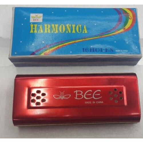 BEE 16 Bores Tremolo Colorful Both Sides Harmonica C&G Key Double Holes Mouth Organ Wind Musical Instruments Kids Beginner Adult